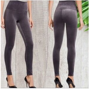 SPANX Dark Gray Ready To Wow Velvet Leggings